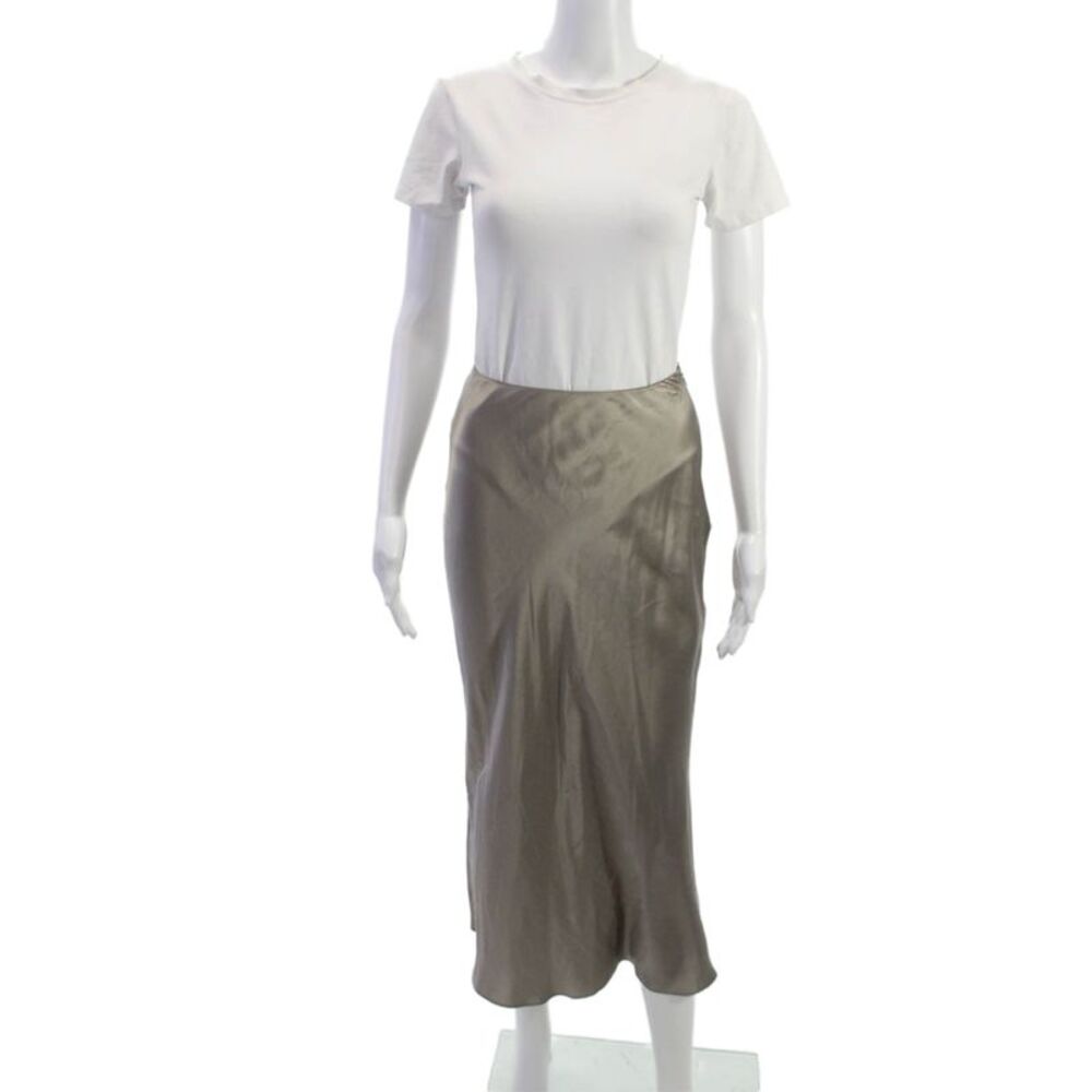 Sablyn Womens Straight Pencil Silk Long Skirt Gray Zip Size S